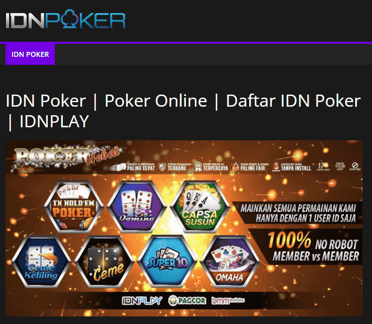 Poker Paling Fairplay Dari Provider IDN Play